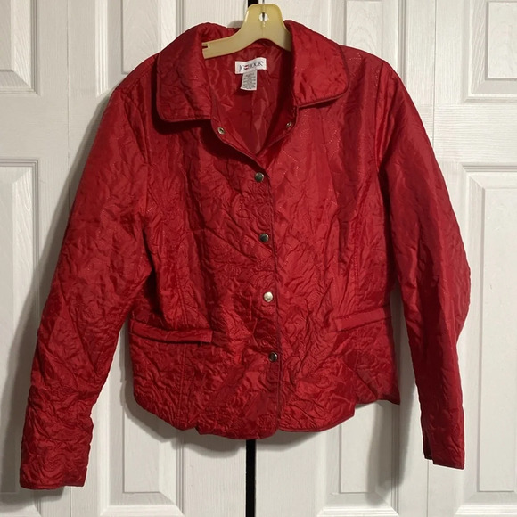 JG Hook Jacket Quilted Women Red Lightweight Lined Coat jacket size LARGE - Picture 3 of 15